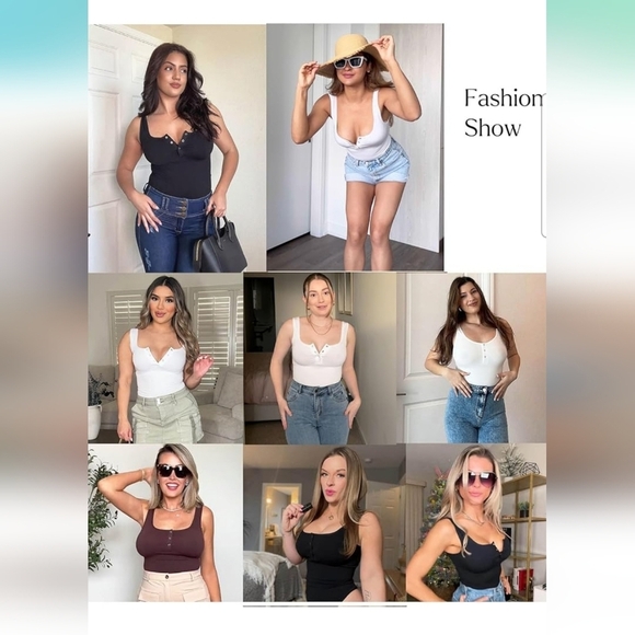 Popilush Black Button Down Sleeveless Tummy Control Tank Bodysuit Size 3XL/4XL - Picture 2 of 12